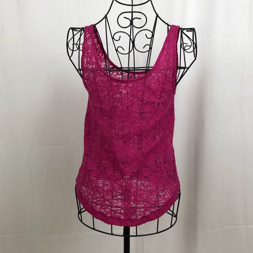 Kirra cranberry red lace knit tank top XS